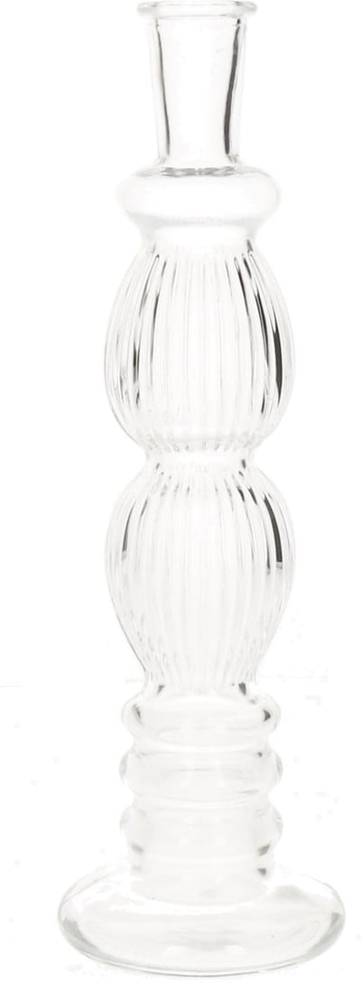 Ideas 4 Seasons Bloemenvaas Florence - transparant glas - ribbel - D9 x H28 cm