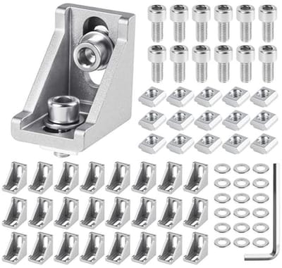 Aluminium profielen 20x20 cm, 24 stuks, hoekverbindingen en connectoren voor stabiele constructies