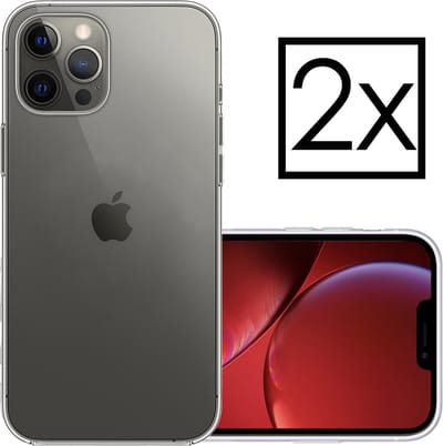 Hoesje - 2 Stuks - Geschikt voor Apple iPhone 13 Pro - Sterk & Shockproof - Case Siliconen - Back Cover - Telefoon Hoes - Transparant