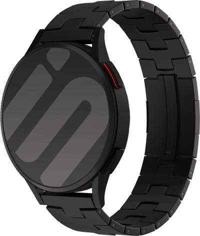 Strap-it Smartwatch bandje 22mm - Titanium grain band met platte sluiting geschikt voor Samsung Galaxy Watch 1 46mm / Watch 3 45mm / Gear S3 - Huawei Watch GT 1/2/3 46mm / GT 5 & 5 Pro (46mm) / GT 2 Pro - Amazfit GTR 2/3/4 - Fossil Gen 5 - zwart