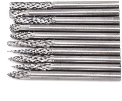 Slijpkop Wolfraamstaal - Metaal Vijl - Metaal Bewerken - Dubbele Groef - 10 Stuks 3mm - Metaalkleur