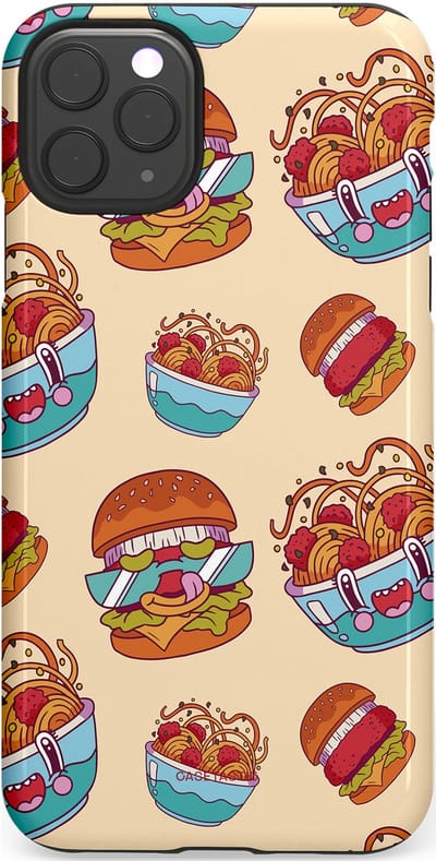 Casetastic Hoesje Geschikt voor Apple iPhone 11 Pro Max - Stijlvolle Beschermende Duo-layer Case - Cartoon Hamburgers