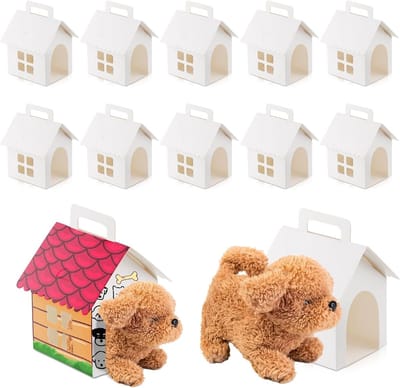 Hondenfeestcadeaudozen, opvouwbare hondenhokjes met handvatten en raampjes, 24 stuks, ideaal voor puppyfeestjes, verjaardagsdecoratie en huisdieraadoptie, 17x12x10cm
