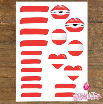 GetGlitterBaby® Plak Tattoos Voetbal / Tijdelijke Tattoo Sticker / Nep Tatoeage / Gezicht en Lichaam Schmink Versiering - Oostenrijk / Oostenrijkse Vlag / Austria