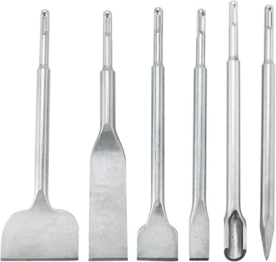 KZQ 6 stuks betonboorbeitels, boorhamer, SDS Plus bitset, tegelbeitel, puntbeitel, gutsbeitel, brede beitel, platte beitel