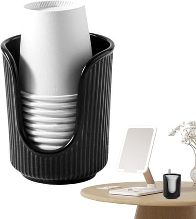 2 stuks Papieren bekerhouder voor mondwater, dispenser voor badkamerbekers, elegante dispenser voor papieren bekers, oplossing voor het opbergen van mondwater en badkamer, multifunctionele dispenser，zwart