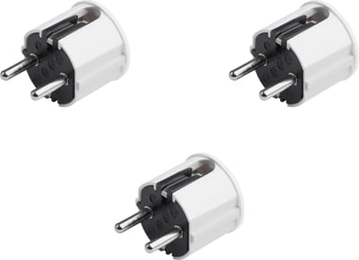 Set van 3 Geaarde Veiligheidsstekkers Wit - 16A 250V - Kunststof voor Binnen