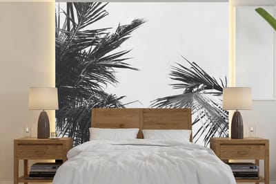 Behang - Fotobehang Palmbladeren - Natuur - Vintage - Palmboom - Breedte 350 cm x hoogte 350 cm