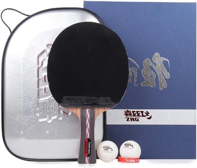 Tafeltennisracket - Pingpongbatje - Snelle Aanvallen - 5 Lagen Puur Hout - Short Handle - Zwart