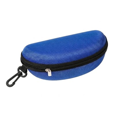 Brillenkoker groot – Oxford stof – Blauw – Harde ritskoffer met haak