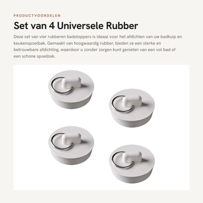 Dailygoods- Badstopper 4 Stuks - Rubber Afvoerstop - Universele Afdekking - Sterke Afdichting - Betrouwbaar Materiaal - Slijtvast en Duurzaam - Afvoerplug