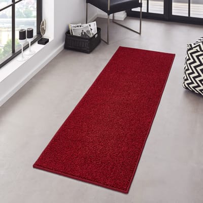 Flycarpets Pure Loper / Vloerkleed Rood - Laagpolig Tapijtloper - 80x400 cm