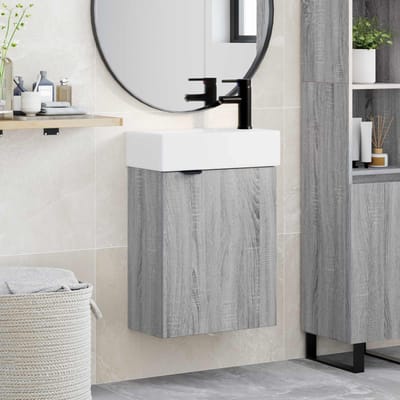 vidaXL - Badkamermeubel - met - kraan - Grijs - Sonoma - 45,5 - x - 22,5 - x - 84 - cm