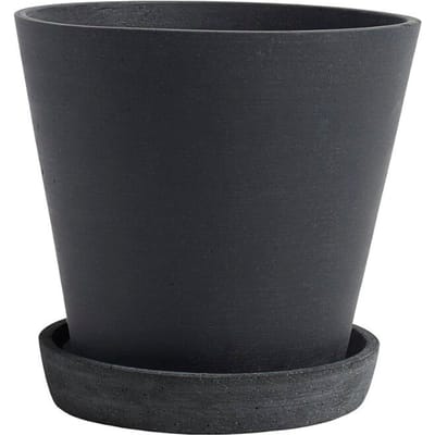 HAY - Bloempot met schotel - L - zwart