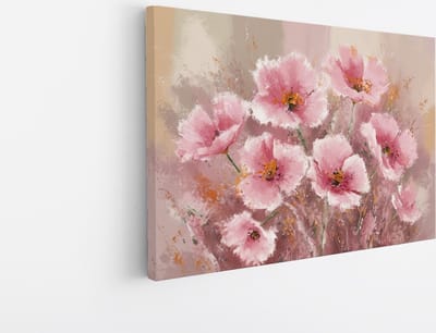 Saammp Canvas Schilderij - Pastel - Roze Bloemen - Abstract - 30x20 - Foto op canvas - Wanddecoratie - Muurdecoratie Woonkamer - Kantoor Decoratie
