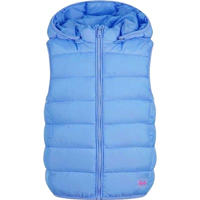 Minoti Gevoerd vest met afneembare capuchon voor meisjes (Lichtblauw)