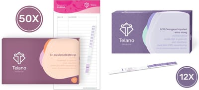 Ovulatietest 50x en Zwangerschapstest Extra Vroeg 12x Dipstick - Ovulatiekalender - Telano Premium Voordeelpakket