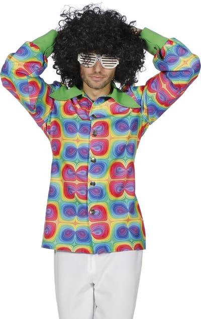 Wilbers & Wilbers - Hippie Kostuum - Hemd Schreeuwende Kleuren Man - Multicolor - Maat 48 - Carnavalskleding - Verkleedkleding