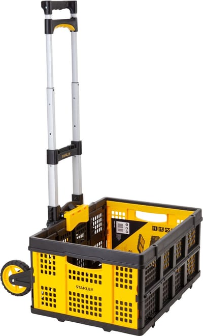 Stanley Opvouwbare Steekwagen SXWTD-FT501 - Max. 60KG - Met Krathouder - Lichtgewicht Aluminium - 40 x 41 x 100 CM - Zwart/Geel