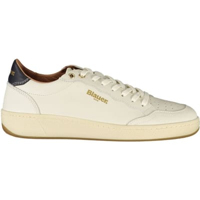 Blauer Witte Leren Dames Sneakers
