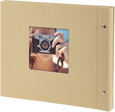 Bella Vista Beige Fotoalbum 30 x 25 x 2 cm - 40 Witte Pagina's - Linnen Omslag - Lichtbruin Kleurbescherming