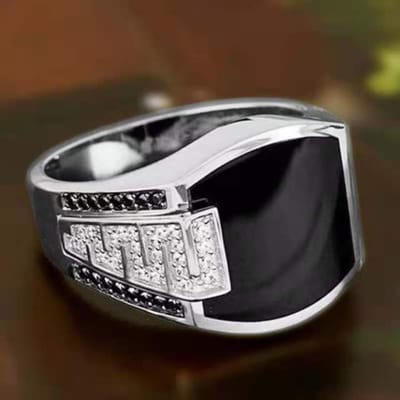 Handgemaakte Turkse Turquoise Kralen Ring Voor Mannen Vrouwen Antieke Zilverkleur Zeeblauw Rode Zirkoon Ring Islamitische Vintage Sieraden 6 -13 9 black