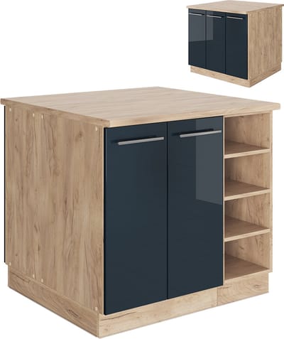 Vicco Fame-Line Keukeneiland – 90 cm zonder werkblad Donkerblauw hoogglans