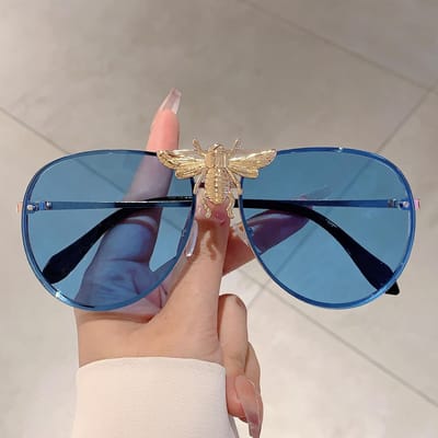 Luxe Designer Stijl Stijl Oversized Piloot Grote Bij Zonnebrillen Brillen Dames Voor Mannen Populair Klassiek Zon Zonnebrillen Punk Duurzaam Metaal Metaal As The Picture