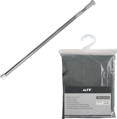 MSV Douchegordijn met ophangstang - uitschuifbaar van 75 tot 125 cm - donkergroen - 180 x 200 cm - polyester