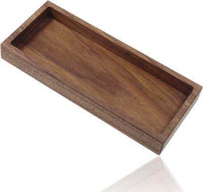 aufodara Pennenhouder, bureau-organizer, houten schaal, 19,1 x 8,2 x 2,2 cm, accessoirehouder voor kantoor, thuis, school (walnoot)
