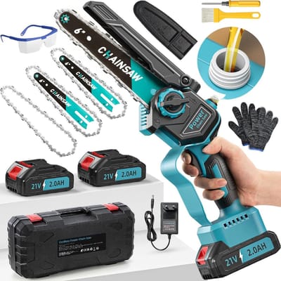 TopChoice® Mini Kettingzaag - Snoeizaag - Takkenzaag - 21W - Blauw