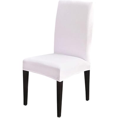 Housse de chaise en Spandex extensible, élastique, couleur unie, pour salle à manger, cuisine, mariage, Banquet, hôtel, 24 couleurs universal sizes blanc
