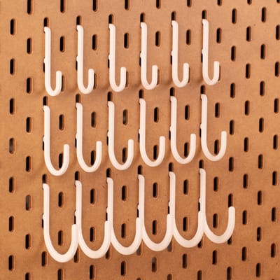 18-pack Ronde haakjes voor Ikea Skadis pegboards - Wit - 3 verschillende maten - dubbel slot