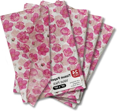 Zijdepapier Bloemen - Decoratief Papier - Cadeau Verpakken - Hoogwaardig Materiaal - 50x76 cm - Roze Klaprozen