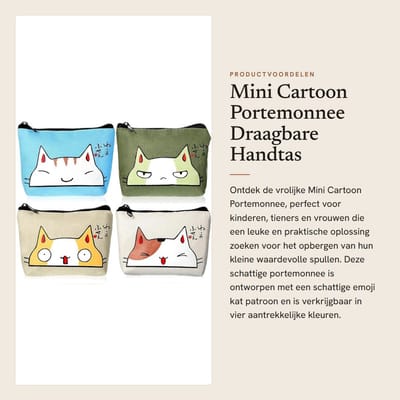 Dailygoods- Portemonnee Mini - 4 Stuks - Draagbare Pouch - Emoji Patroon - Duurzaam Oxford-doek - Rits Sluiting - Voor Kinderen/Tieners
