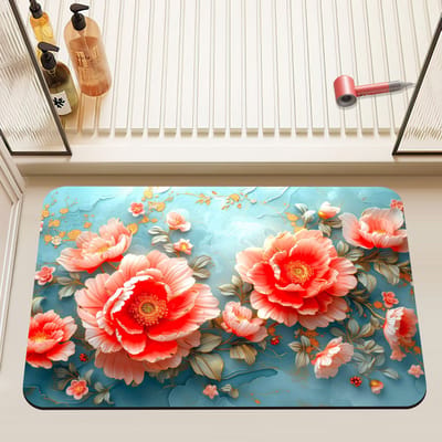 Badmat Antislip Absorberende Badkamermat Diatomeeënaarde Microvezel Badmat Zacht Sneldrogend 50 x 80 cm Rood en Roze en Blauw en Groen