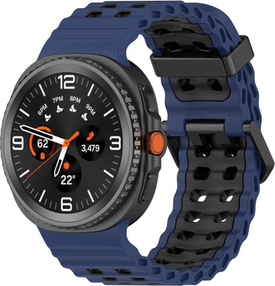 Stravo Ocean Siliconen Bandje met Gespsluiting – Geschikt voor Samsung Galaxy Watch 9 (40/44mm) / Watch 8 (40/44mm) / 8 Classic (46mm) – Ademend & Waterdicht Sport Horlogebandje – Blauw/zwart