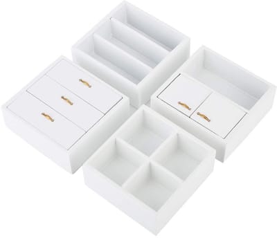 Dailygoody - Poppenhuis houten kast - Mini houten meubels - Wit - Kast eenheid voor poppenhuis - Geschikt voor 0-3 jaar - 7,4 x 7,4 x 3 cm