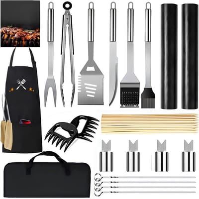 DnA® BBQ Tang - Barbecueaccessoireset - Professioneel cadeau voor mannen - Zwart/Zilver - 36cm x 7cm x 24cm