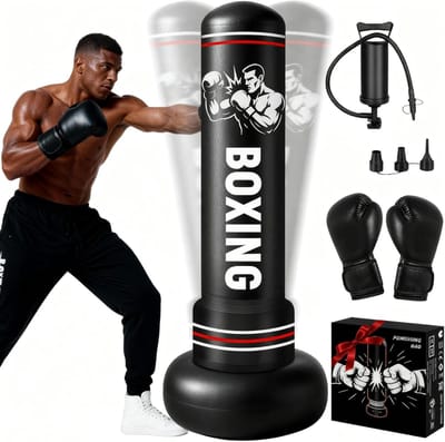 Thijox - Opblaasbare Bokszak 190 cm met Handschoenen en Luchtpomp - Kickboksen, MMA, Karate, Fitness, Taekwondo - Ideaal Cadeau voor Volwassenen