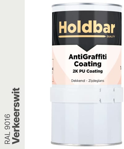 Holdbar Anti Graffiti Coating Verkeerswit (RAL 9016) 1 Kg - Maakt Graffiti verwijderbaar - Graffiti Verwijderen - In Alle Kleuren - Voor Steen, Beton, Hout, Metaal en Tegels