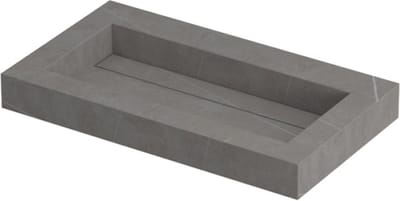INK Pitch wastafel in keramische slab met drain en front en side skirts zonder kraangat 80x45x9cm, armani grey mat