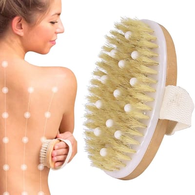 ZEYNOMAX- Droogborstel Natuurlijke Haren - Lichaamsborstel - Peelingborstel - Badborstel - Vermindert Cellulitis - Massageborstel