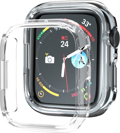 By Qubix - Hard Case 45mm (open front) - Transparant - Geschikt voor Apple Watch 45mm hoesje - screenprotector - Bescherming iWatch - Bescherm hoesje