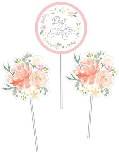 3 Vintage bloemen als decoratie voor op een bloem of taart.