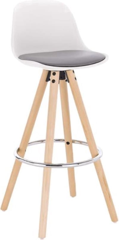 Barkrukken Set 75cm Grijs - Grijs/Wit, Kunstleer en Zithoogte 75cm - Voor Eetkamer, Keuken en Woonkamer