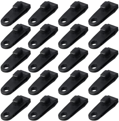 Dailygoods- Tentzeilklemmen 20 Stuks - Zware Dekzeilklemmen - Nylon Plastic - Outdoor Versterkte Clips - Winddicht - 3 x 2,5 x 8 cm - Zeilclips