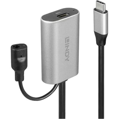 LINDY 43271 USB-kabel USB 3.2 Gen1 USB-C stekker, USB-C bus 5.00 m Zwart Actief met signaalversterking