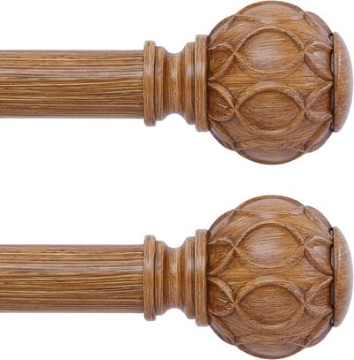 Verstelbare Houten Gordijnroedes Set van 2 - Uitschuifbaar van 168 tot 305 cm - Zware Kwaliteit Rustieke Decoratie