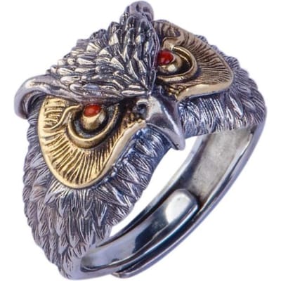 Retro Zwarte Edelsteen Zilveren Krans Ring Opening Verstelbare Ring Heren Hip-hop Locomotief Feest Sieraden Cadeau Resizable gray